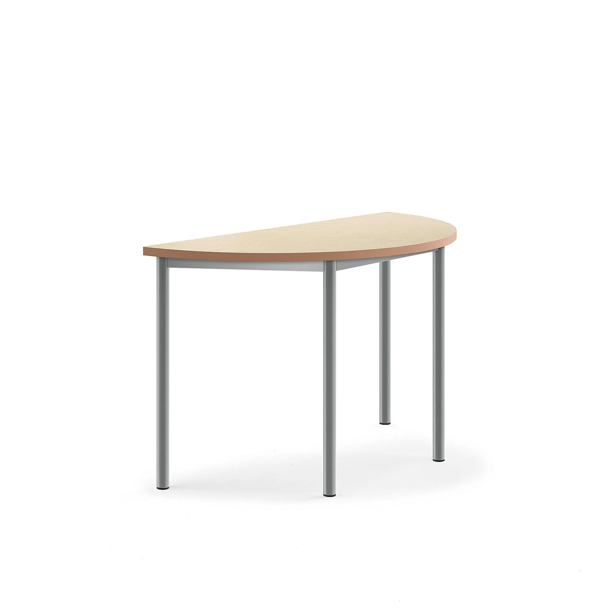Pöytä SONITUS Ääntä vaimentava linoleumi, puoliympyrä, 1200x600x720 mm, beige, hopeanharmaa