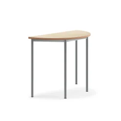 Pöytä SONITUS Ääntä vaimentava linoleumi, puoliympyrä, 1200x600x900 mm, beige, hopeanharmaa