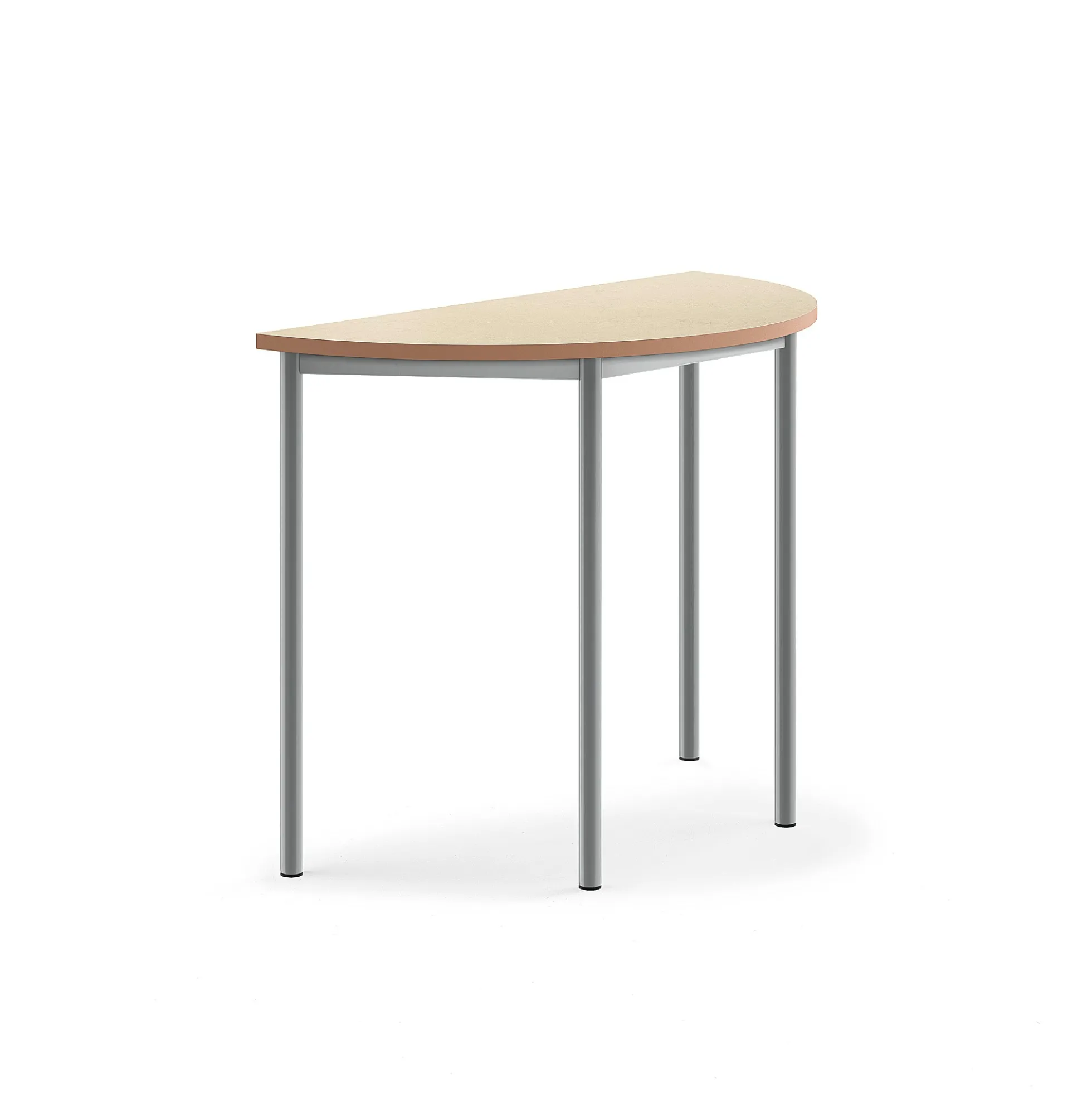 Pöytä SONITUS Ääntä vaimentava linoleumi, puoliympyrä, 1200x600x900 mm, beige, hopeanharmaa