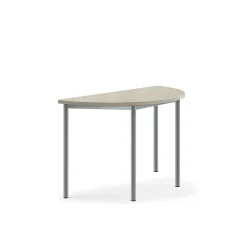Pöytä SONITUS Ääntä vaimentava linoleumi, puoliympyrä, 1200x600x720 mm, harmaa, hopeanharmaa
