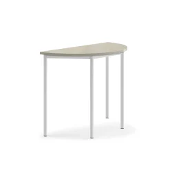 Pöytä SONITUS Ääntä vaimentava linoleumi, puoliympyrä, 1200x600x900 mm, harmaa, valkoinen