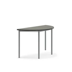 Pöytä SONITUS Ääntä vaimentava linoleumi, puoliympyrä, 1200x600x720 mm, tummanharmaa, hopeanharmaa