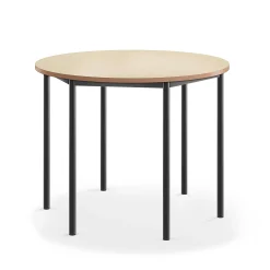 Pöytä SONITUS Ääntä vaimentava linoleumi, pyöreä, Ø1200x900 mm, beige, antrasiitinharmaa