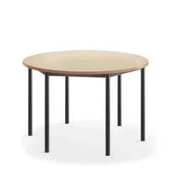Pöytä SONITUS Ääntä vaimentava linoleumi, pyöreä, Ø1200x720 mm, beige, antrasiitinharmaa