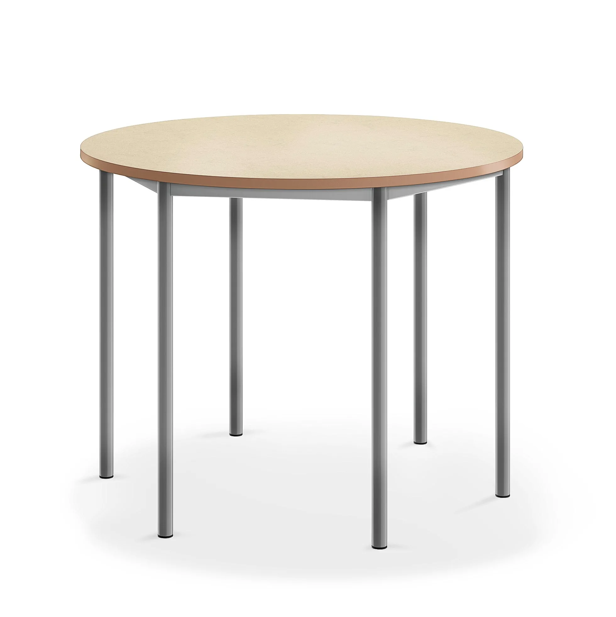 Pöytä SONITUS Ääntä vaimentava linoleumi, pyöreä, Ø 1200x900 mm, beige, hopeanharmaa