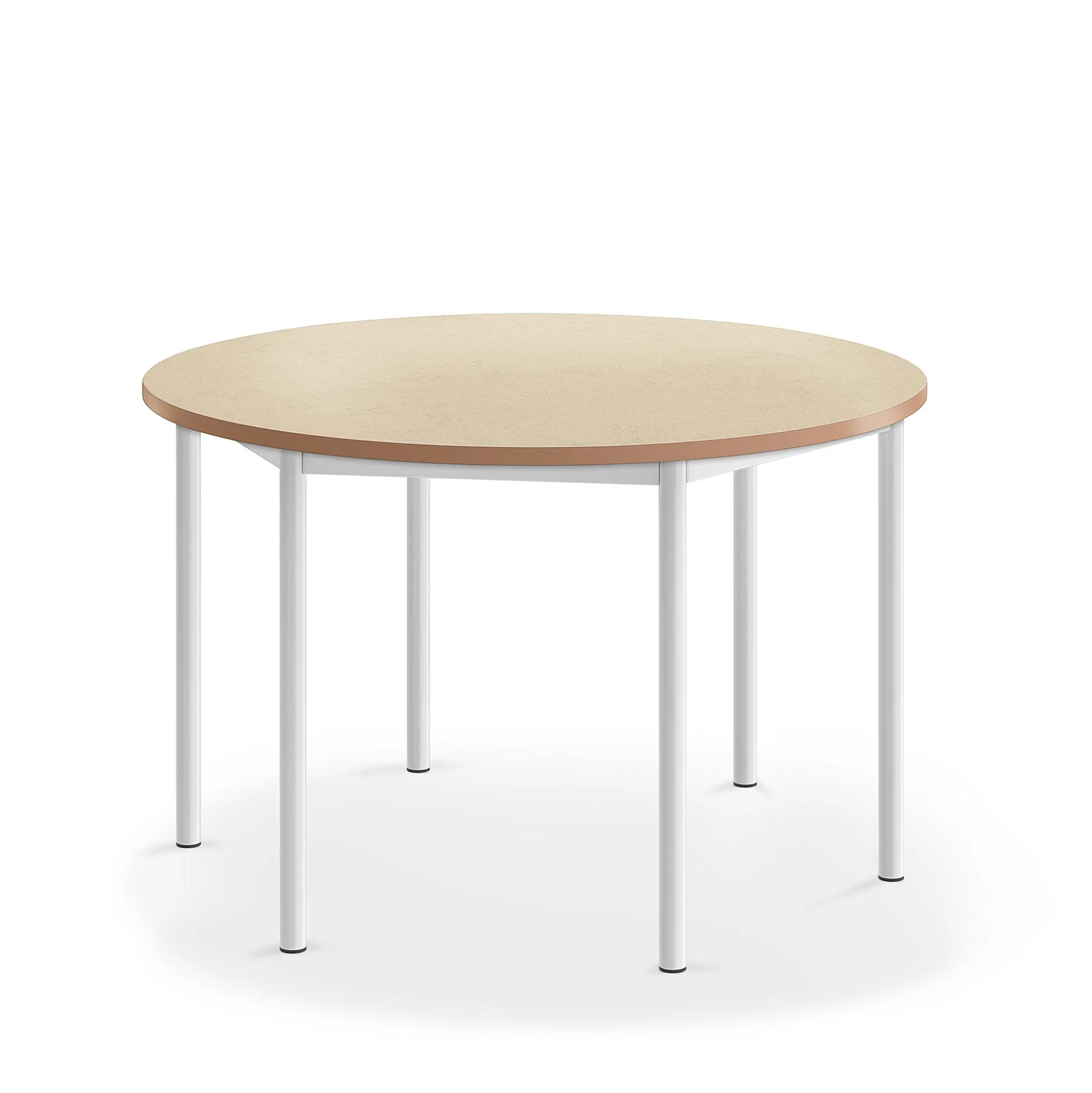 Pöytä SONITUS Ääntä vaimentava linoleumi, pyöreä, Ø1200x720 mm, beige, valkoinen