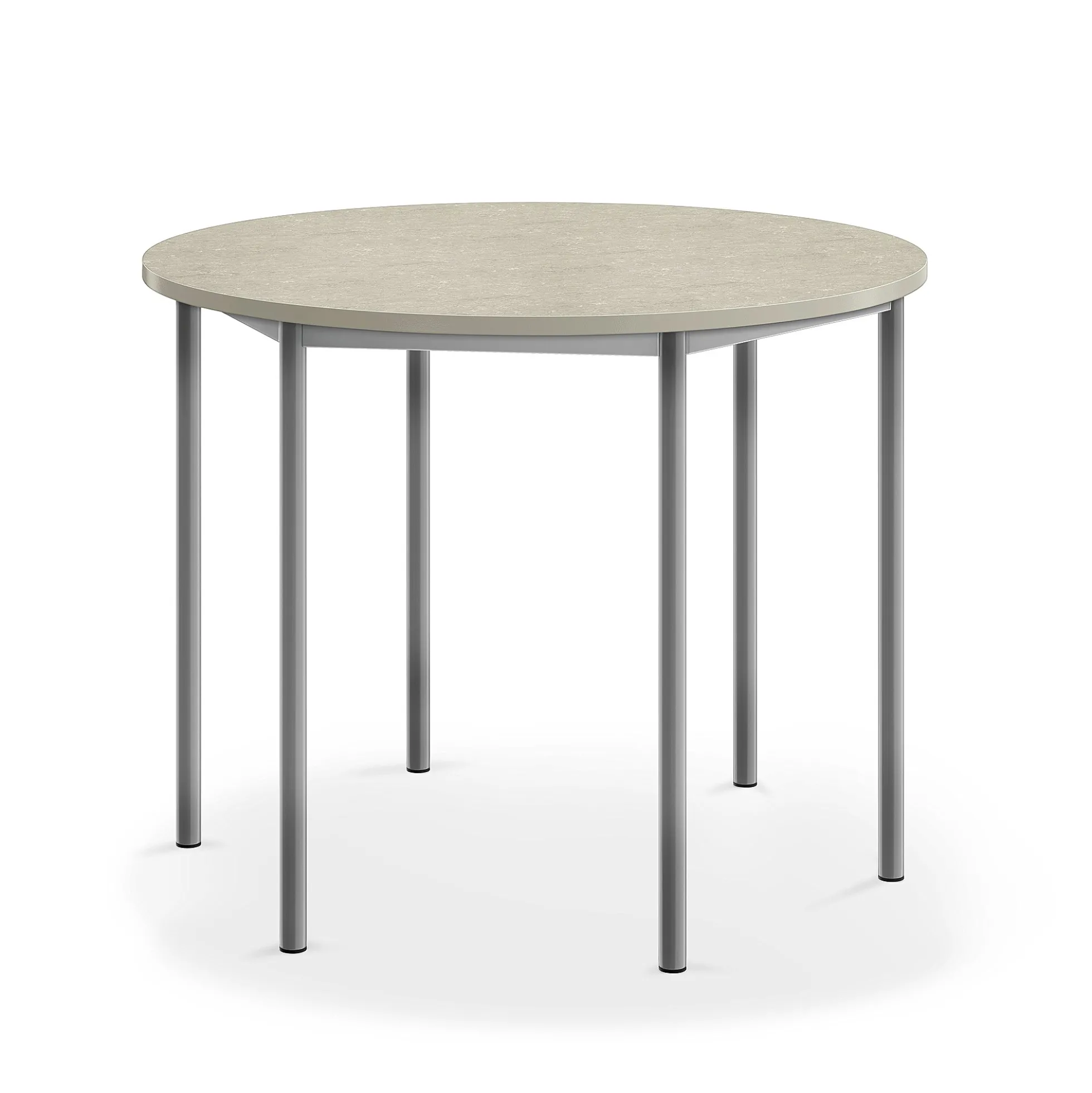 Pöytä SONITUS Ääntä vaimentava linoleumi, pyöreä, Ø 1200x900 mm, harmaa, hopeanharmaa