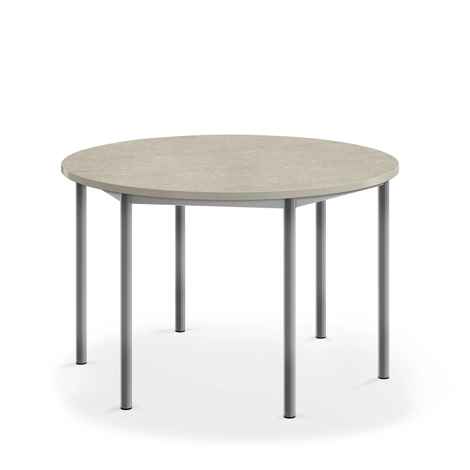 Pöytä SONITUS Ääntä vaimentava linoleumi, pyöreä, Ø 1200x720 mm, harmaa, hopeanharmaa