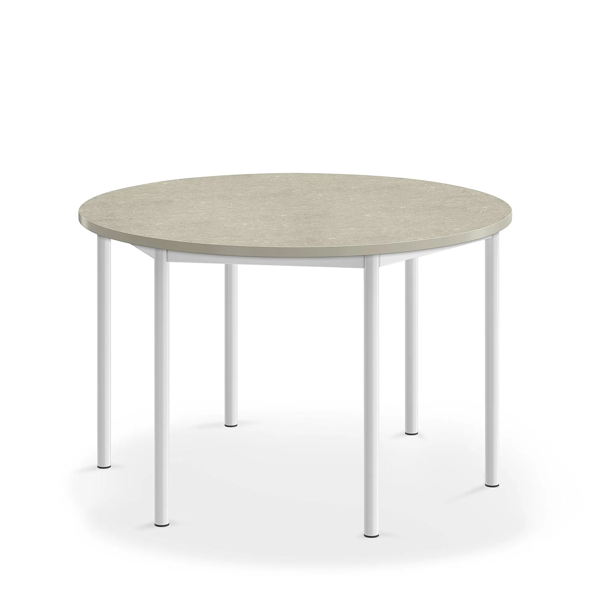 Pöytä SONITUS Ääntä vaimentava linoleumi, pyöreä, Ø1200x720 mm, harmaa, valkoinen