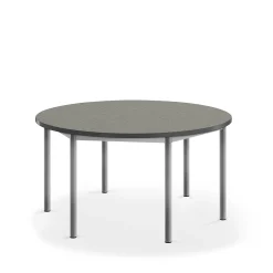 Pöytä SONITUS Ääntä vaimentava linoleumi, pyöreä, Ø 1200x600 mm, tummanharmaa, hopeanharmaa