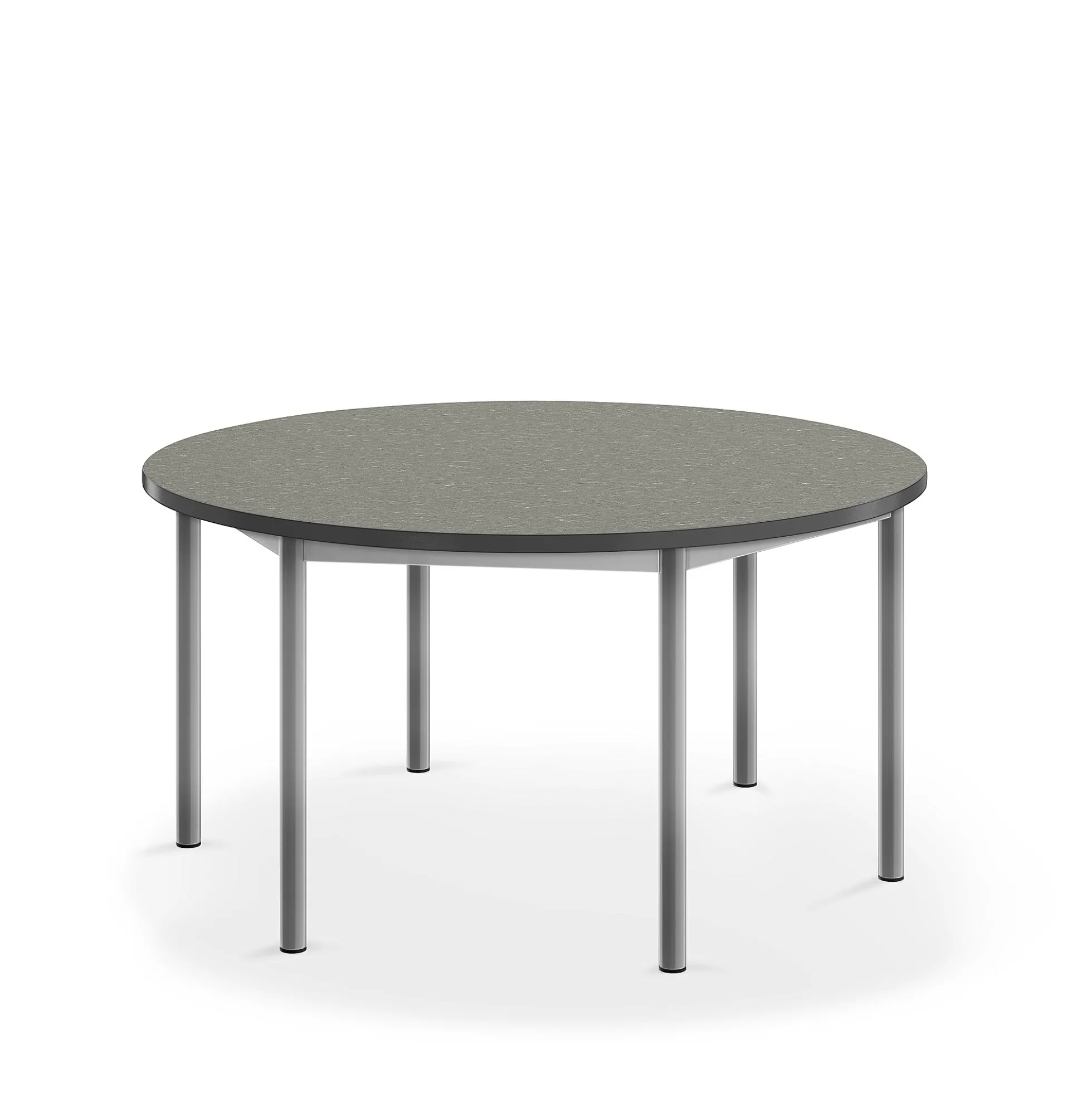 Pöytä SONITUS Ääntä vaimentava linoleumi, pyöreä, Ø 1200x600 mm, tummanharmaa, hopeanharmaa