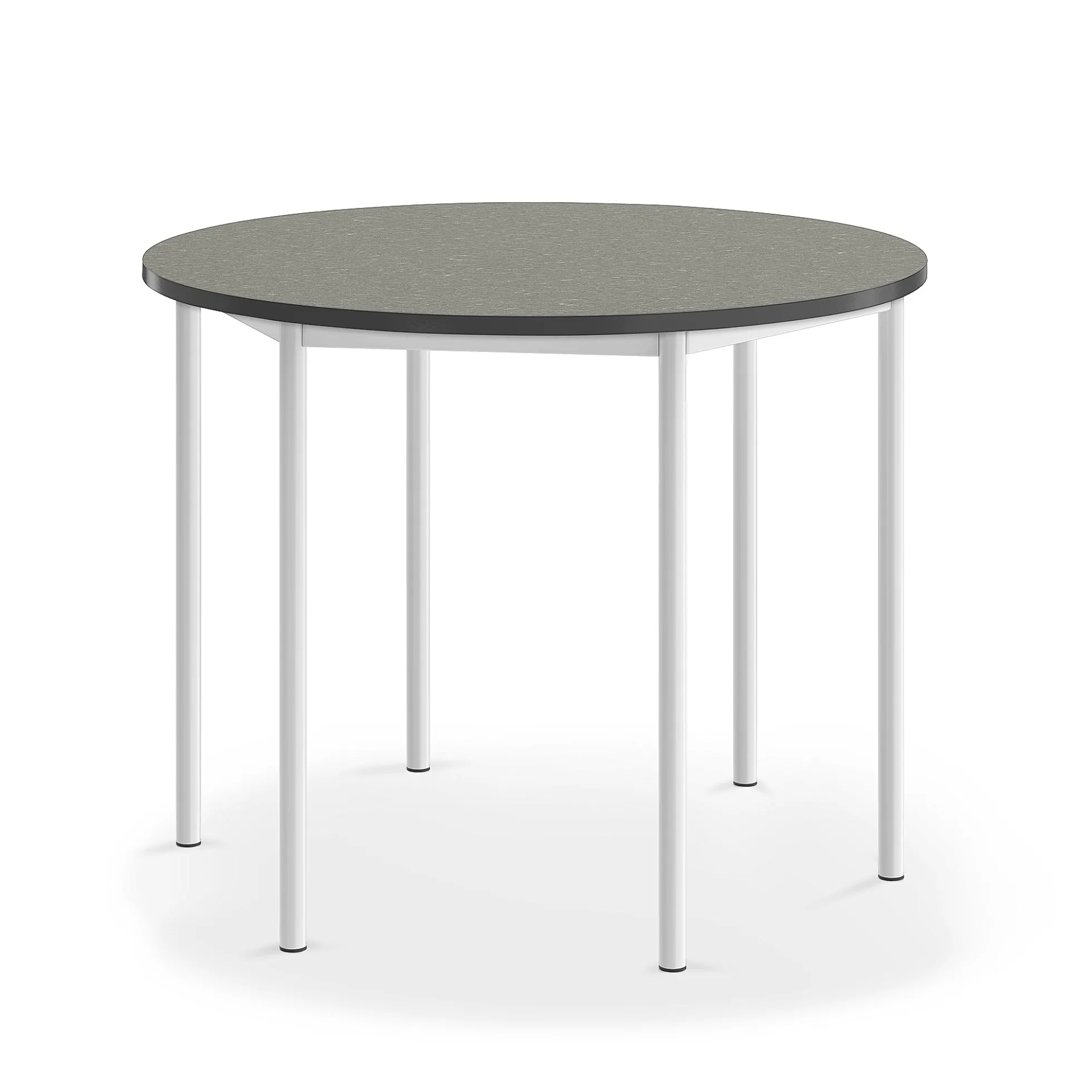 Pöytä SONITUS Ääntä vaimentava linoleumi, pyöreä, Ø1200x900 mm, tummanharmaa, valkoinen