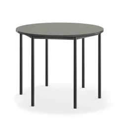 Pöytä SONITUS Ääntä vaimentava linoleumi, pyöreä, Ø1200x900 mm, tummanharmaa, antrasiitinharmaa