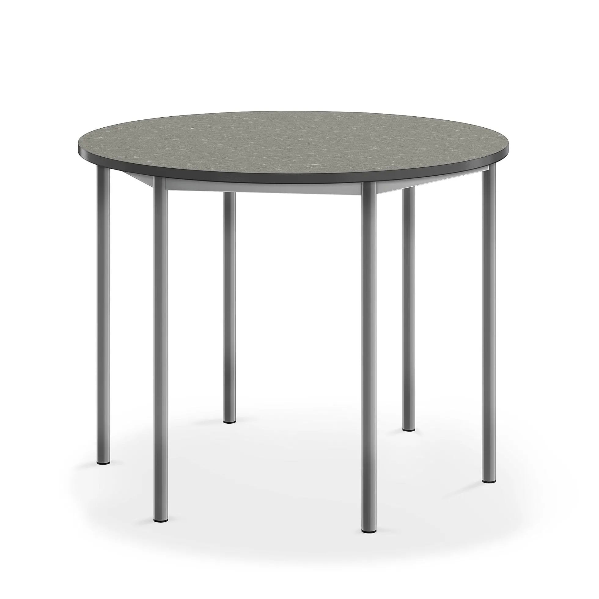Pöytä SONITUS Ääntä vaimentava linoleumi, pyöreä, Ø 1200x900 mm, tummanharmaa, hopeanharmaa