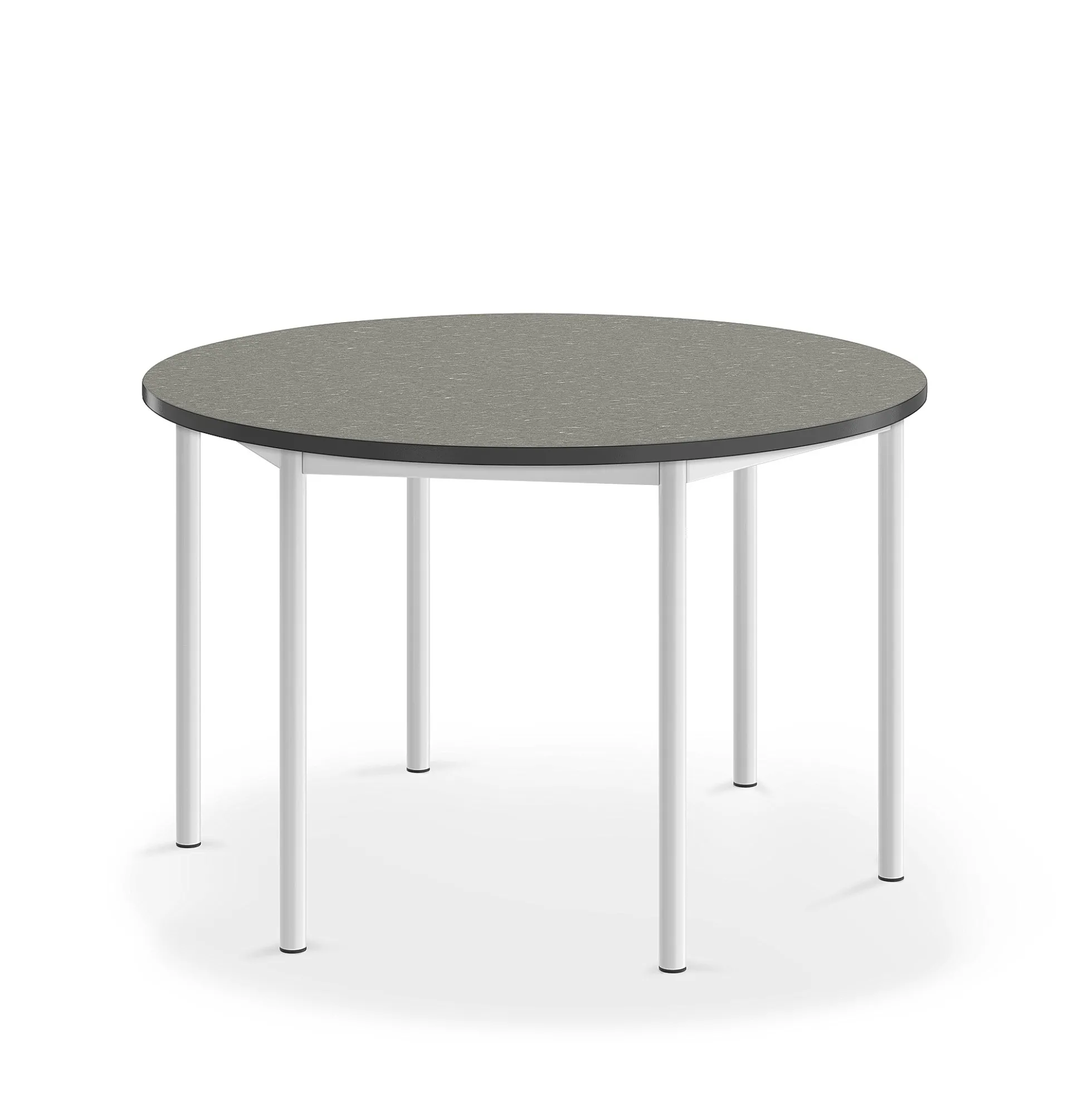 Pöytä SONITUS Ääntä vaimentava linoleumi, pyöreä, Ø1200x720 mm, tummanharmaa, valkoinen