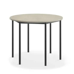 Pöytä SONITUS Ääntä vaimentava linoleumi, pyöreä, Ø1200x900 mm, vaaleanharmaa, antrasiitinharmaa