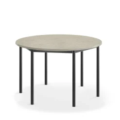 Pöytä SONITUS Ääntä vaimentava linoleumi, pyöreä, Ø1200x720 mm, vaaleanharmaa, antrasiitinharmaa