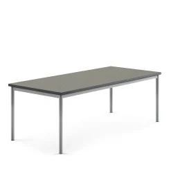 Pöytä SONITUS Ääntä vaimentava linoleumi, 1800x800x600 mm, tummanharmaa, hopeanharmaa