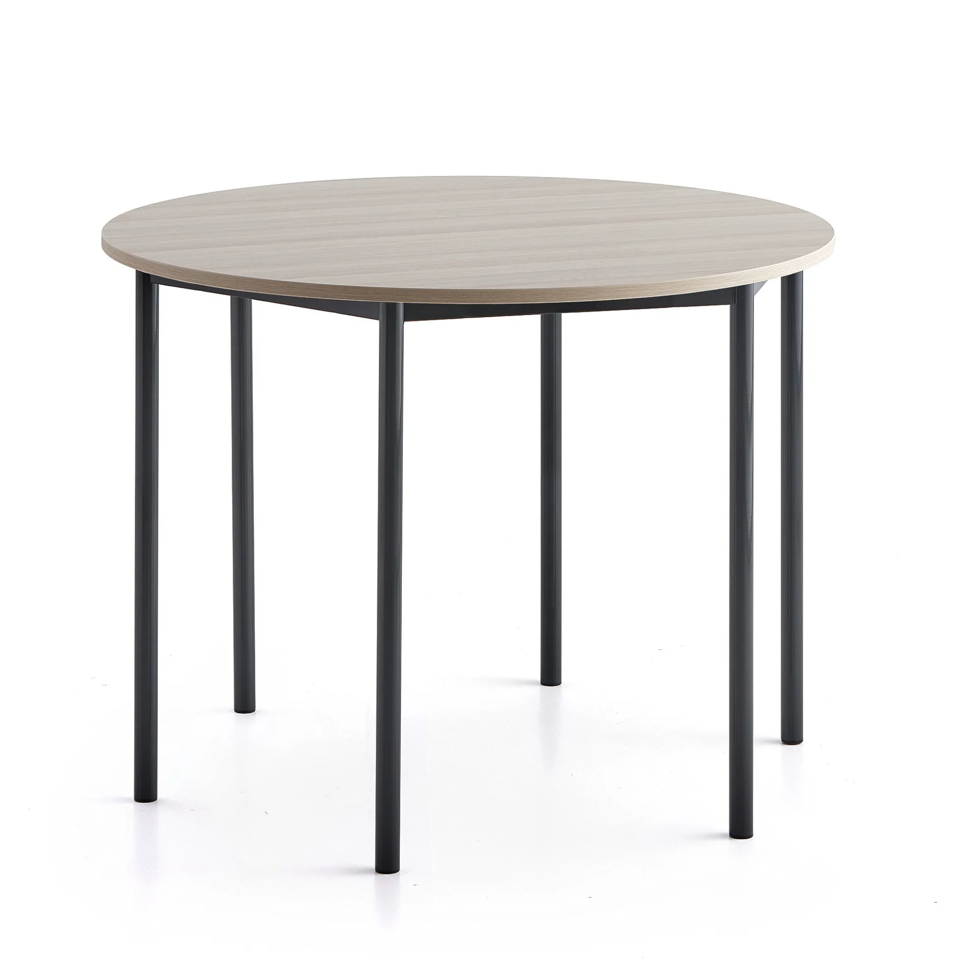 Pöytä SONITUS PLUS Ø1200x900 mm, korkeapainelaminaatti HPL, saarni, antrasiitinharmaa