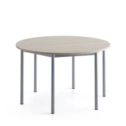Pöytä SONITUS PLUS Ø1200x720 mm, korkeapainelaminaatti HPL, saarni, hopeanharmaa