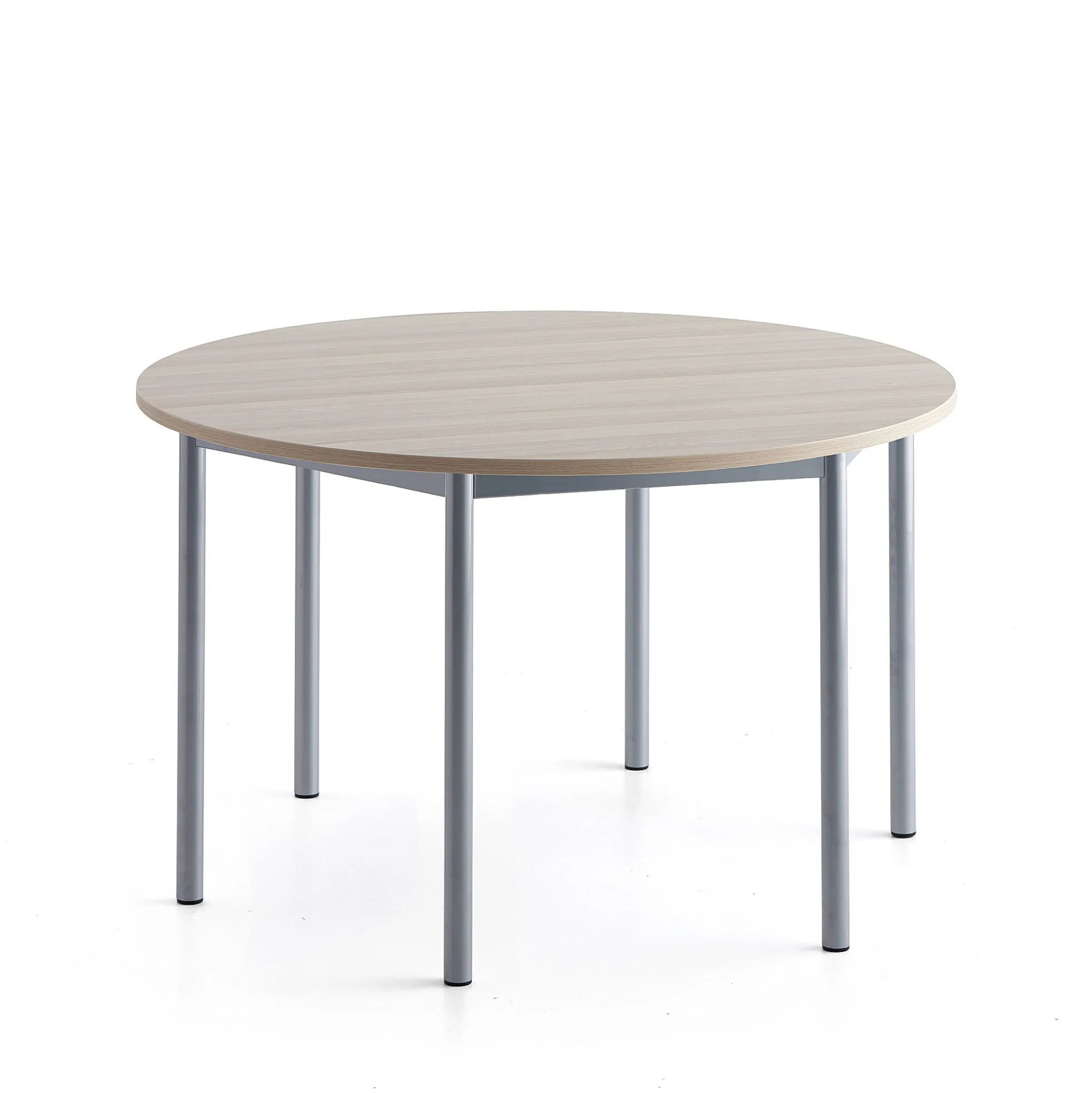 Pöytä SONITUS PLUS Ø1200x720 mm, korkeapainelaminaatti HPL, saarni, hopeanharmaa