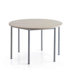 Pöytä SONITUS PLUS Ø1200x760 mm, korkeapainelaminaatti HPL, saarni, hopeanharmaa