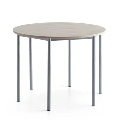 Pöytä SONITUS PLUS Ø1200x900 mm, korkeapainelaminaatti HPL, saarni, hopeanharmaa