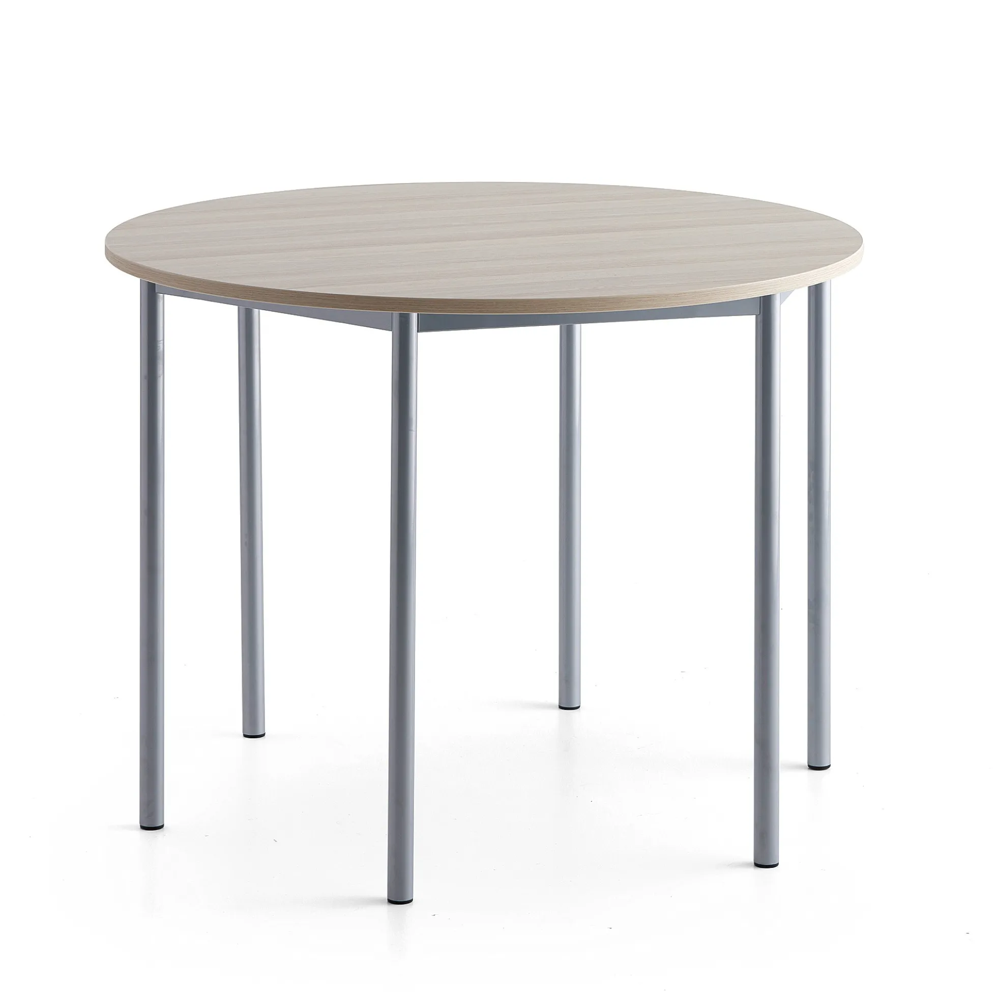 Pöytä SONITUS PLUS Ø1200x900 mm, korkeapainelaminaatti HPL, saarni, hopeanharmaa