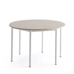 Pöytä SONITUS PLUS Ø1200x760 mm, korkeapainelaminaatti HPL, saarni, valkoinen
