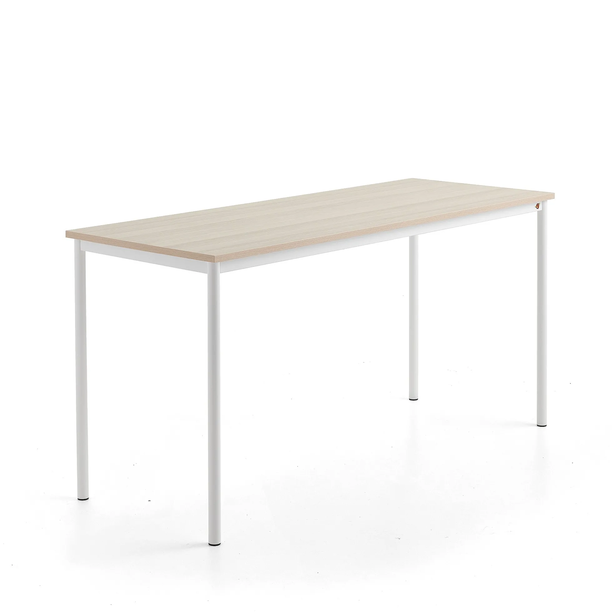 Pöytä SONITUS PLUS 1800x700x900 mm, korkeapainelaminaatti HPL, saarni, valkoinen
