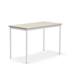 Pöytä SONITUS PLUS 1200x600x760 mm, korkeapainelaminaatti HPL, saarni, valkoinen