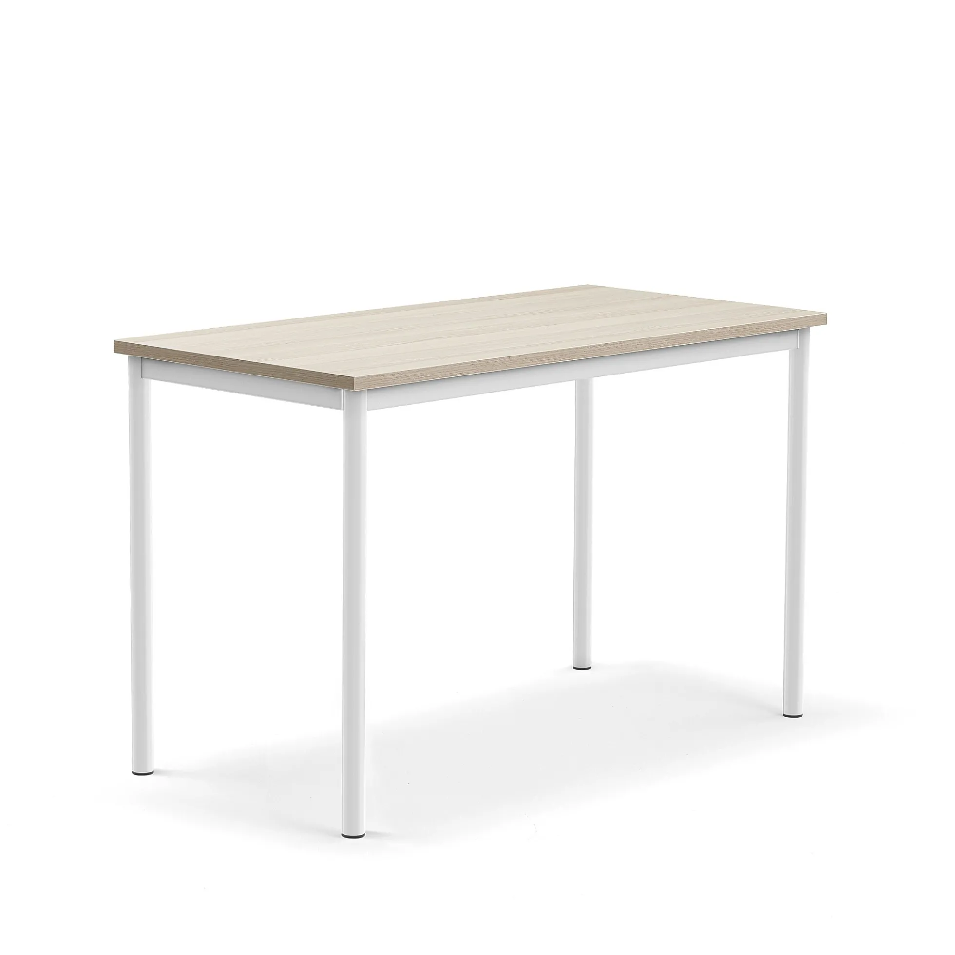 Pöytä SONITUS PLUS 1200x600x760 mm, korkeapainelaminaatti HPL, saarni, valkoinen