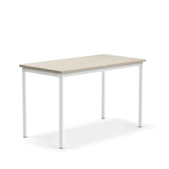 Pöytä SONITUS PLUS 1200x600x720 mm, korkeapainelaminaatti HPL, saarni, valkoinen