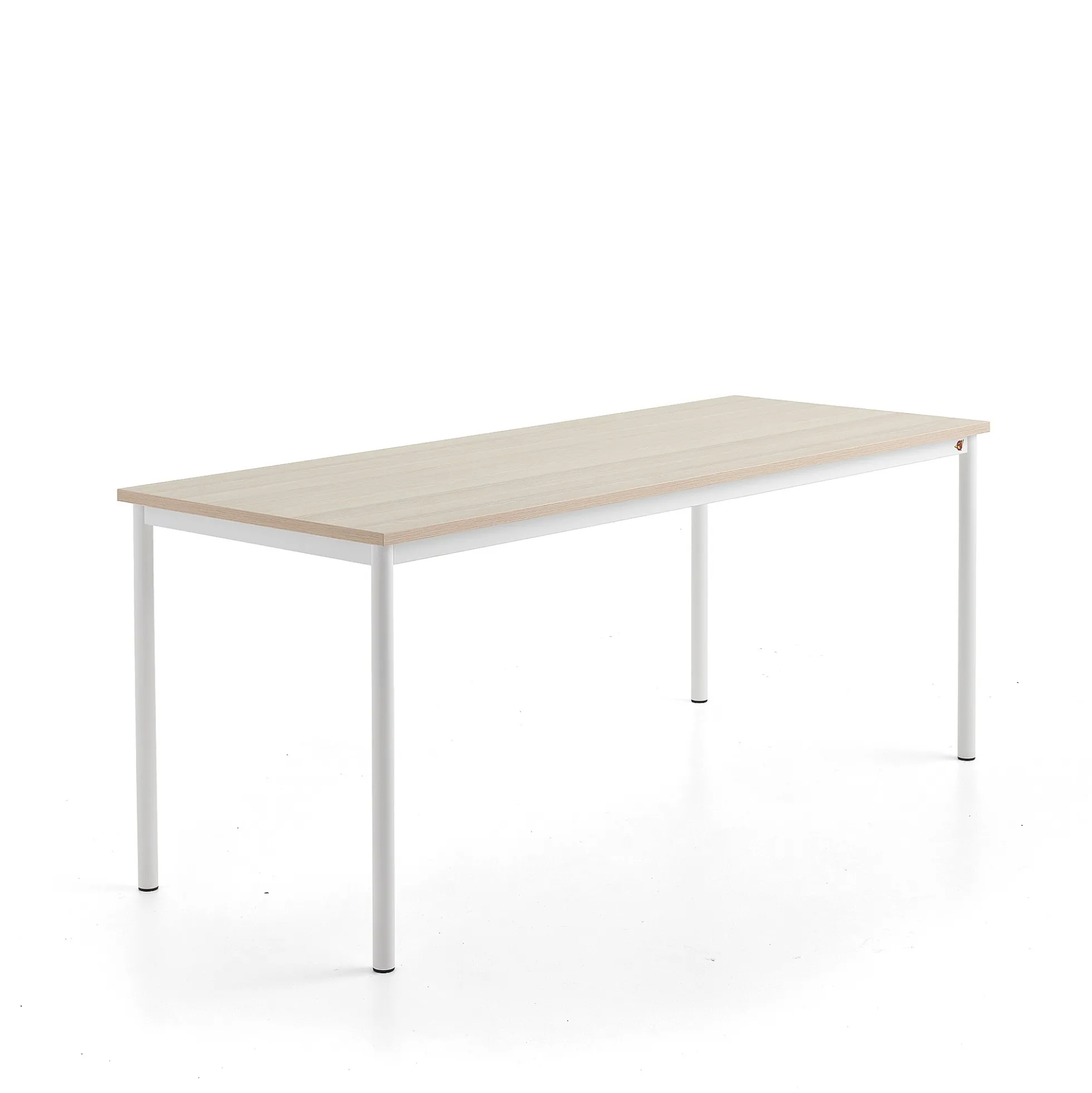 Pöytä SONITUS PLUS 1800x700x760 mm, korkeapainelaminaatti HPL, saarni, valkoinen