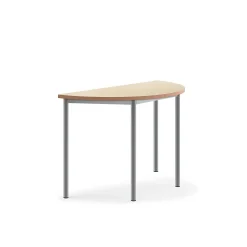 Pöytä SONITUS Puoliympyrä, 1200x600x760 mm, beige linoleumi, hopeanharmaa