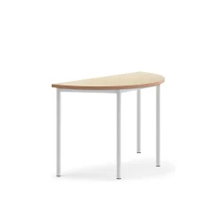 Pöytä SONITUS Puoliympyrä, 1200x600x760 mm, beige linoleumi, valkoinen