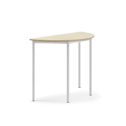 Pöytä SONITUS Puoliympyrä, 1200x600x900 mm, korkeapainelaminaatti HPL, koivu, valkoinen