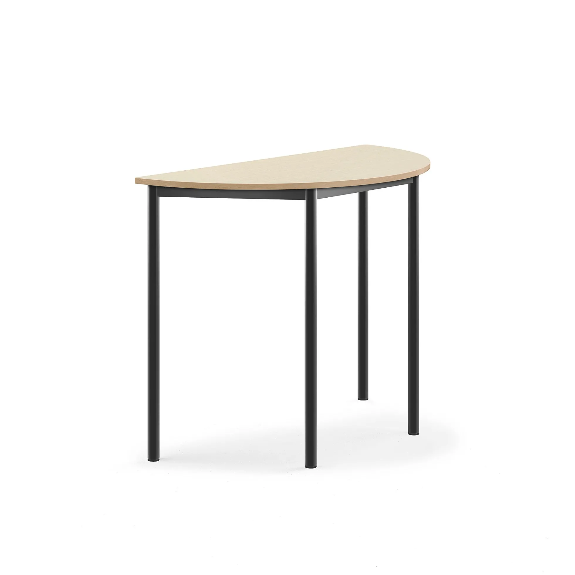 Pöytä SONITUS Puoliympyrä, 1200x600x760 mm, korkeapainelaminaatti HPL, koivu, antrasiitinharmaa