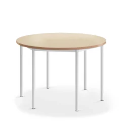 Pöytä SONITUS Pyöreä, Ø 1200x760 mm, beige linoleumi, valkoinen