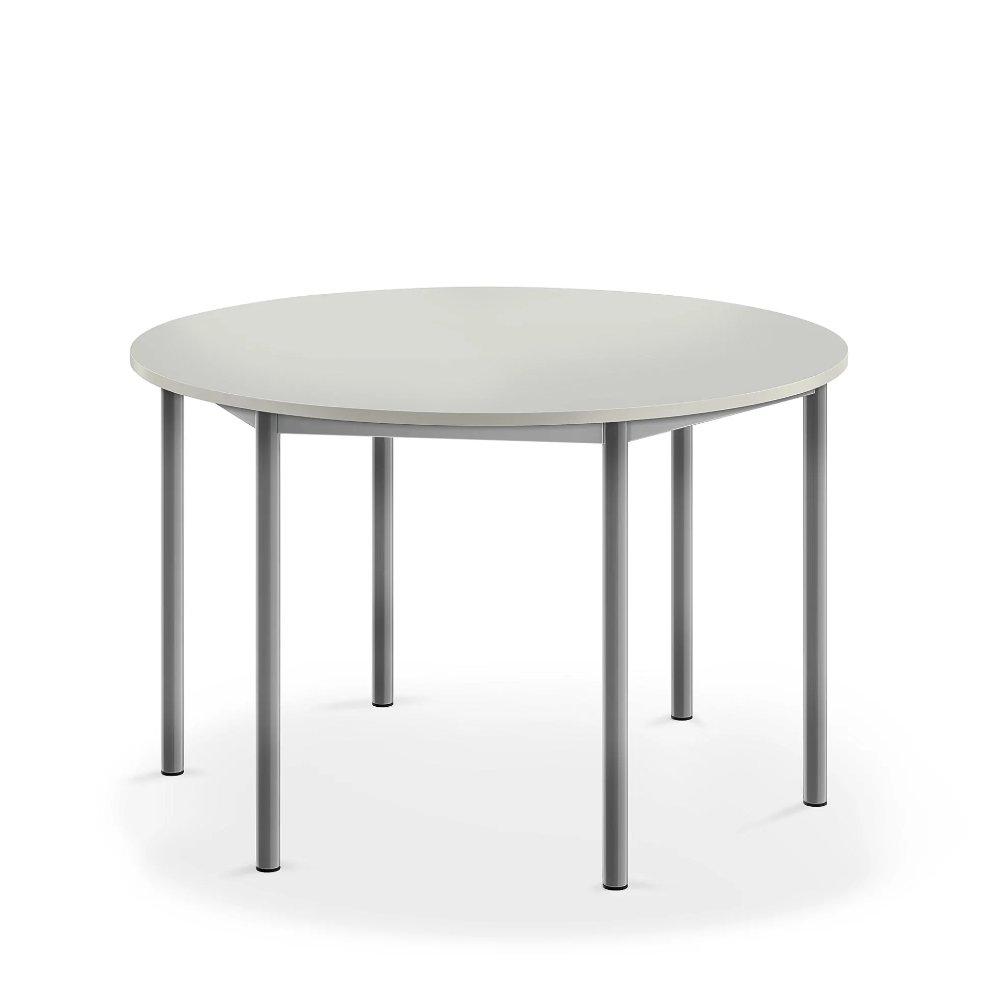 Pöytä SONITUS Pyöreä, Ø 1200x720 mm, korkeapainelaminaatti HPL, harmaa, hopeanharmaa