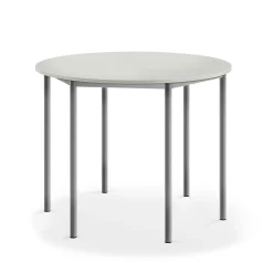 Pöytä SONITUS Pyöreä, Ø 1200x900 mm, korkeapainelaminaatti HPL, harmaa, hopeanharmaa