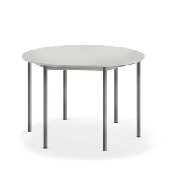 Pöytä SONITUS Pyöreä, Ø1200x760 mm, korkeapainelaminaatti HPL, harmaa laminaatti, hopeanharmaa