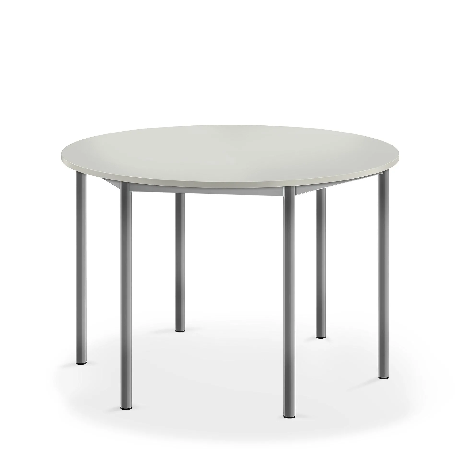 Pöytä SONITUS Pyöreä, Ø1200x760 mm, korkeapainelaminaatti HPL, harmaa laminaatti, hopeanharmaa