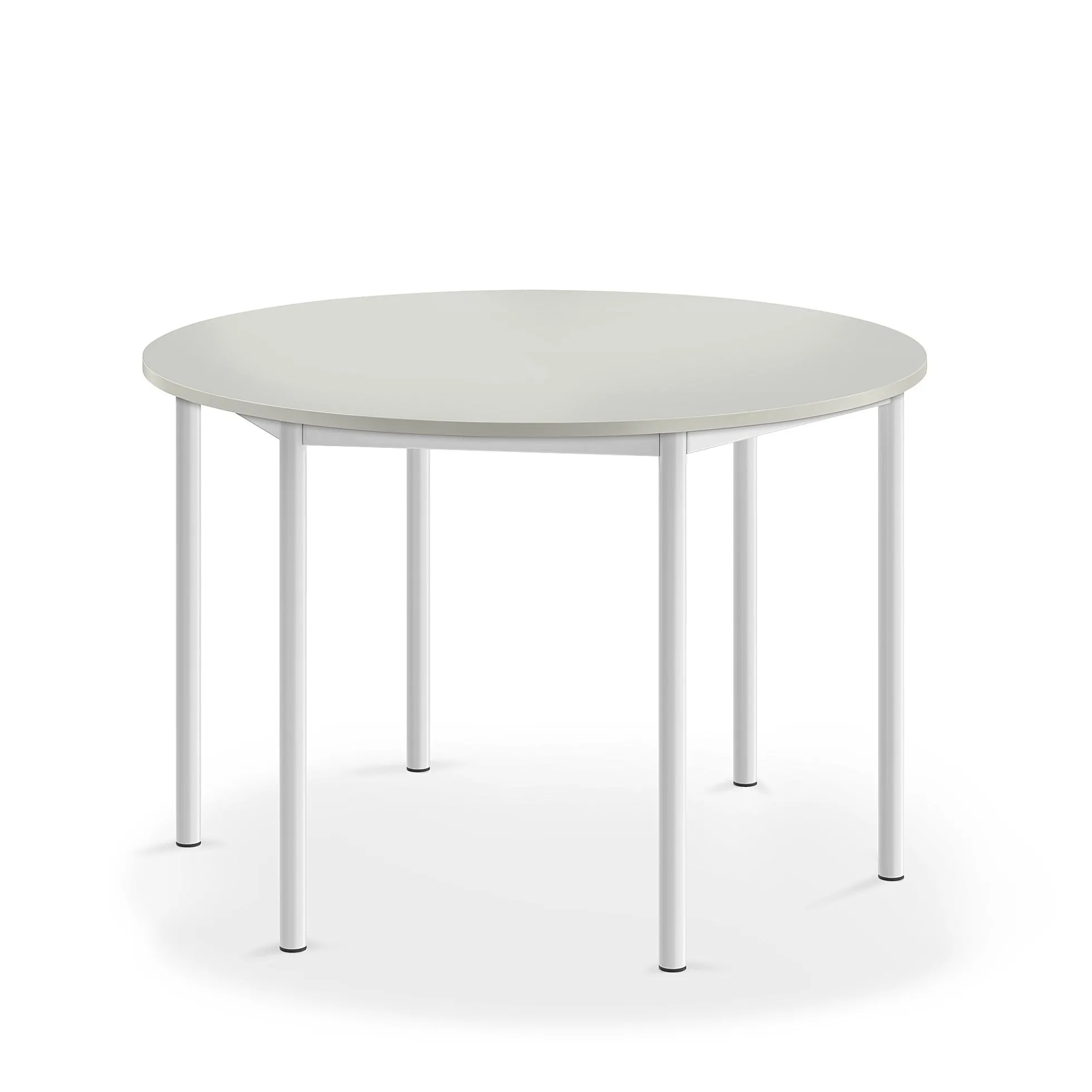Pöytä SONITUS Pyöreä, Ø1200x760 mm, korkeapainelaminaatti HPL, harmaa laminaatti, valkoinen