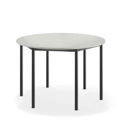Pöytä SONITUS Pyöreä, Ø1200x760 mm, korkeapainelaminaatti HPL, harmaa laminaatti, antrasiitinharmaa