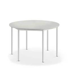 Pöytä SONITUS Pyöreä, Ø1200x720 mm, korkeapainelaminaatti HPL, harmaa, valkoinen