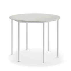 Pöytä SONITUS Pyöreä, Ø1200x900 mm, korkeapainelaminaatti HPL, harmaa, valkoinen