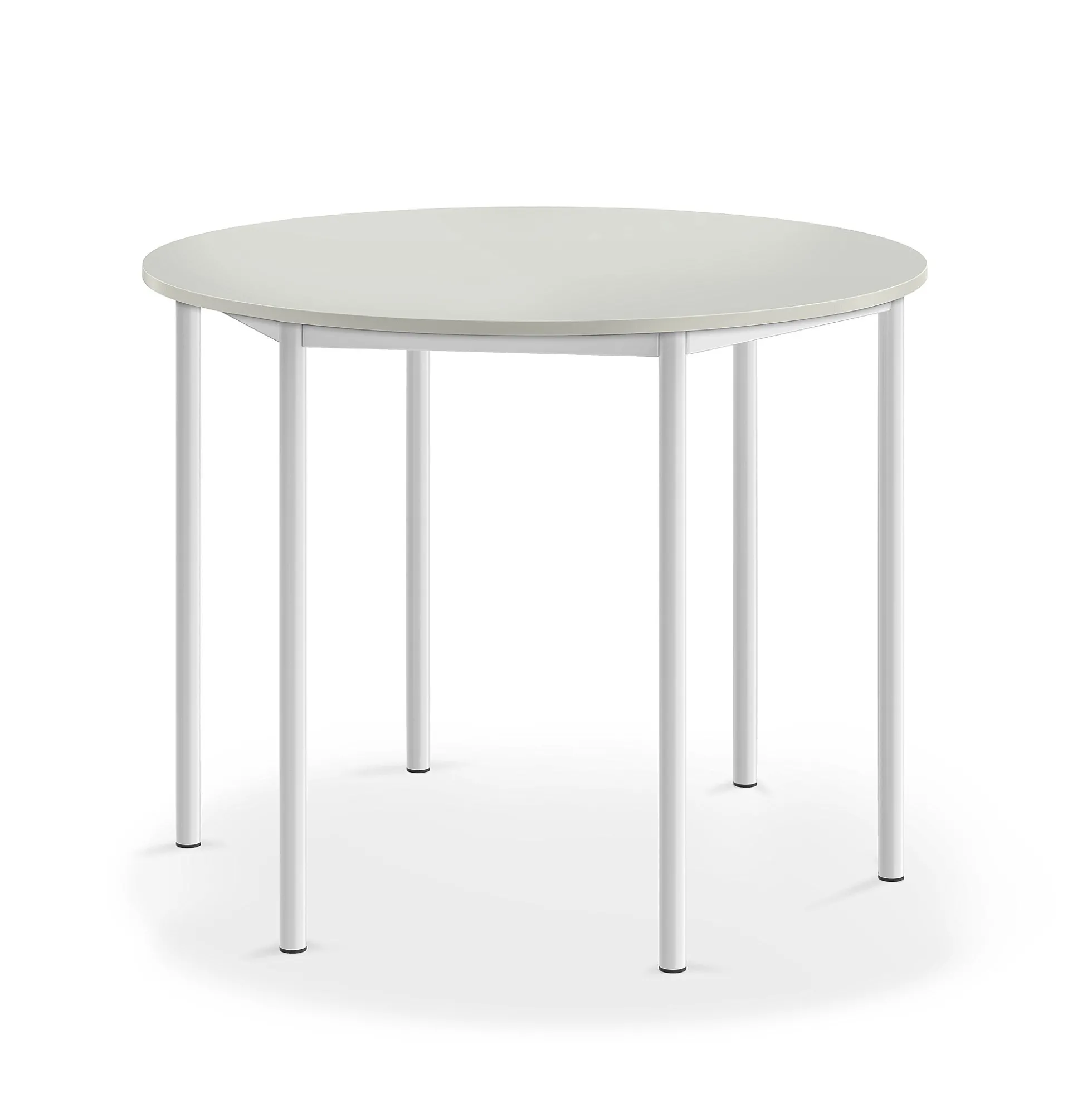 Pöytä SONITUS Pyöreä, Ø1200x900 mm, korkeapainelaminaatti HPL, harmaa, valkoinen