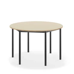 Pöytä SONITUS Pyöreä, Ø1200x720 mm, korkeapainelaminaatti HPL, koivu, antrasiitinharmaa
