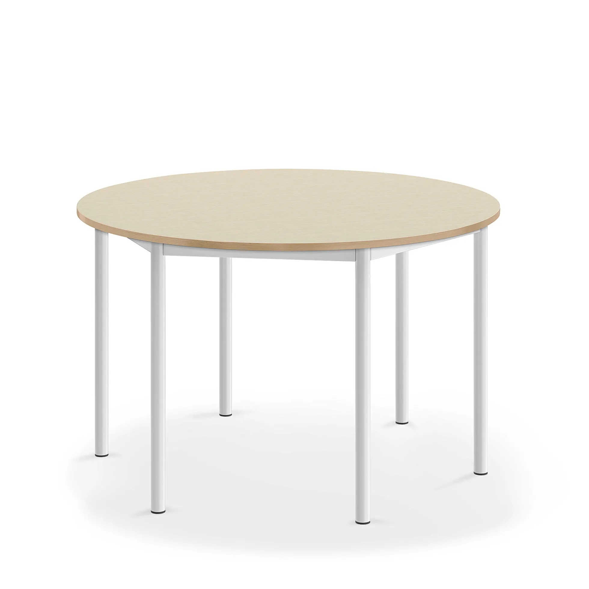 Pöytä SONITUS Pyöreä, Ø1200x720 mm, korkeapainelaminaatti HPL, koivu, valkoinen